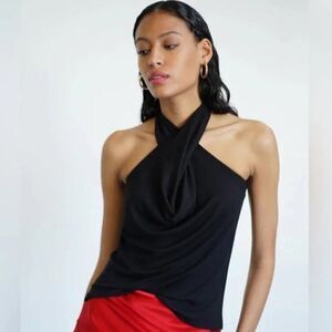 Revolve LNA Multiway Ribbed Top Womens Medium Black Tank Halter Stretch